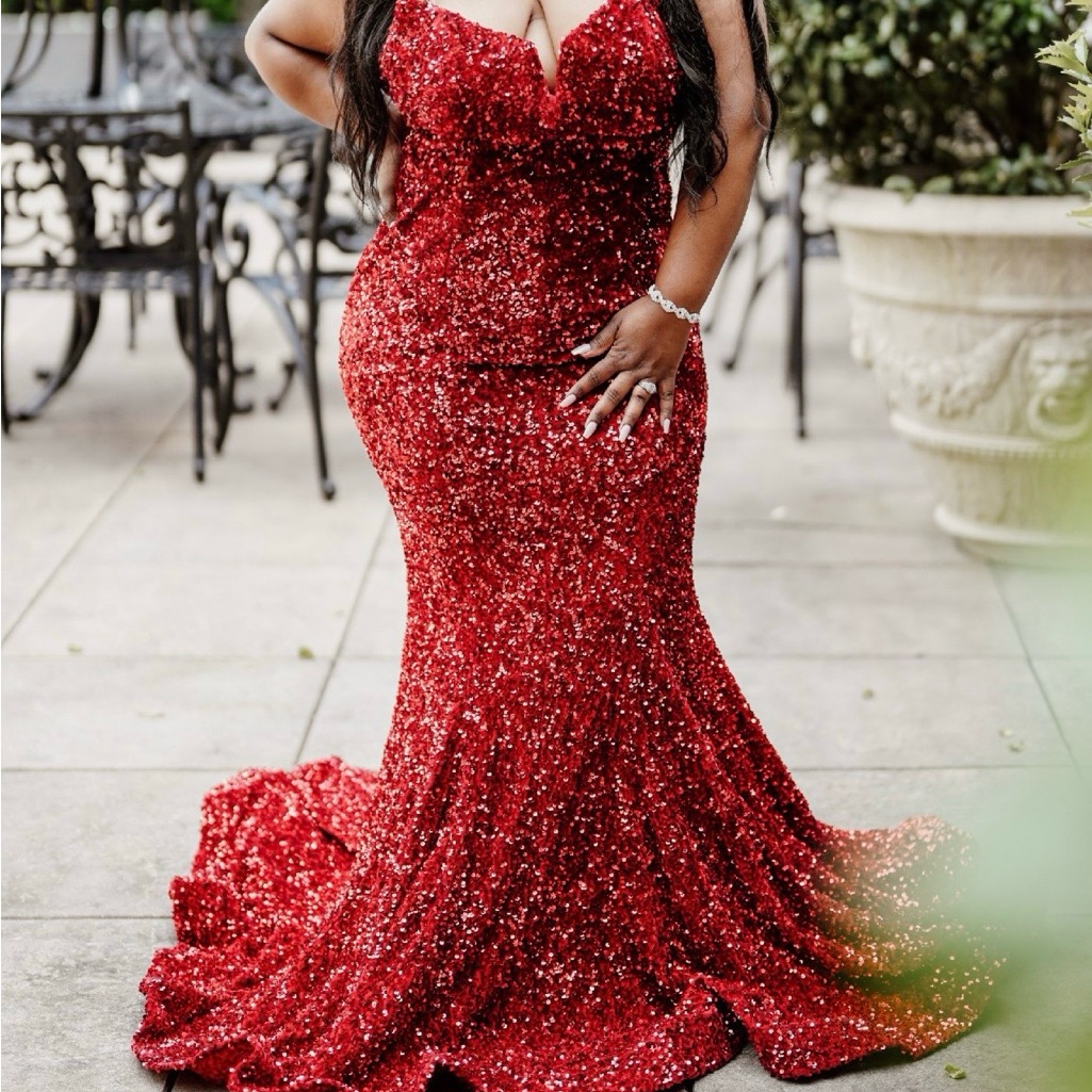 Elegant Red Sequin Gown